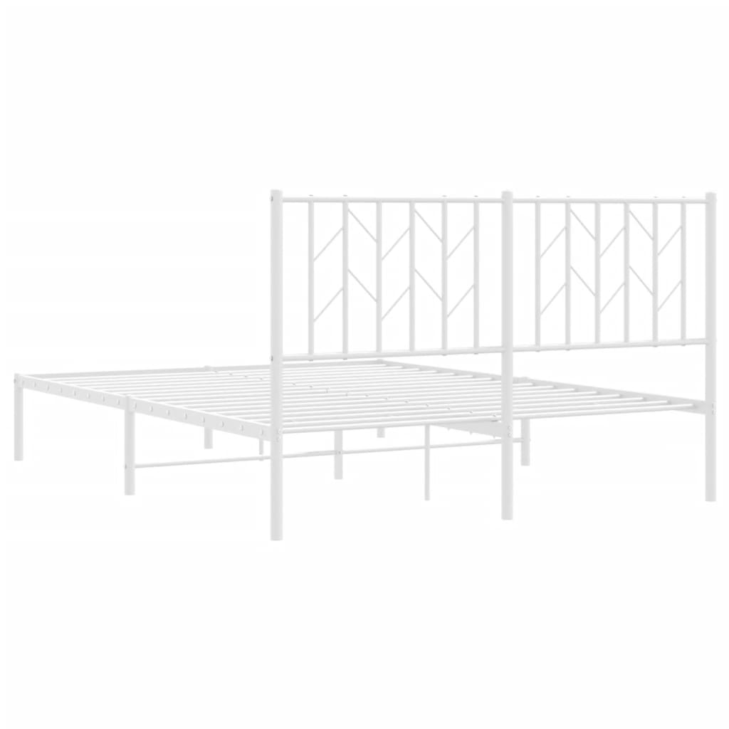 Metal Bed Frame without Mattress with Headboard White 140x190cm
