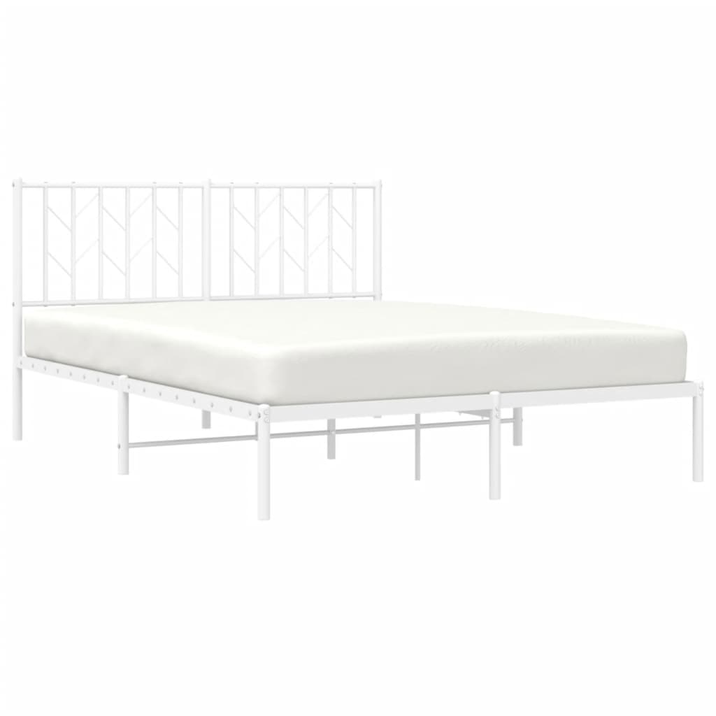 Metal Bed Frame without Mattress with Headboard White 140x200cm
