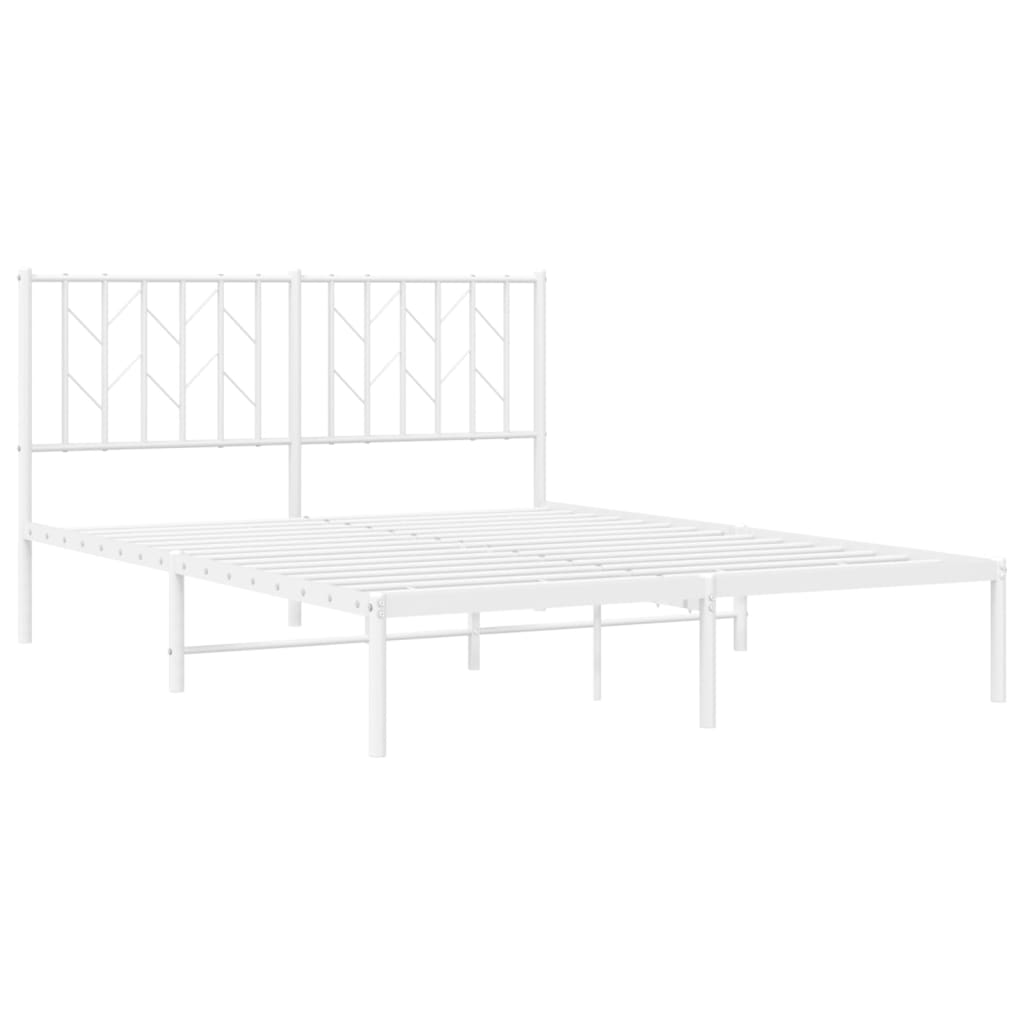 Metal Bed Frame without Mattress with Headboard White 140x200cm