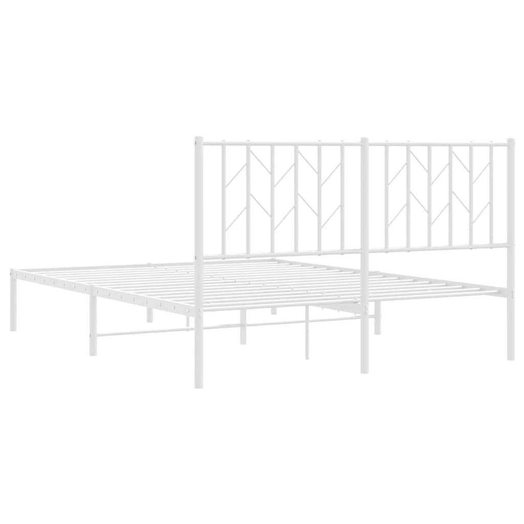 Metal Bed Frame without Mattress with Headboard White 140x200cm