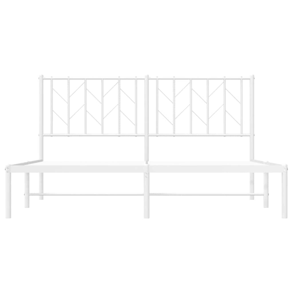 Metal Bed Frame without Mattress with Headboard White 150x200cm