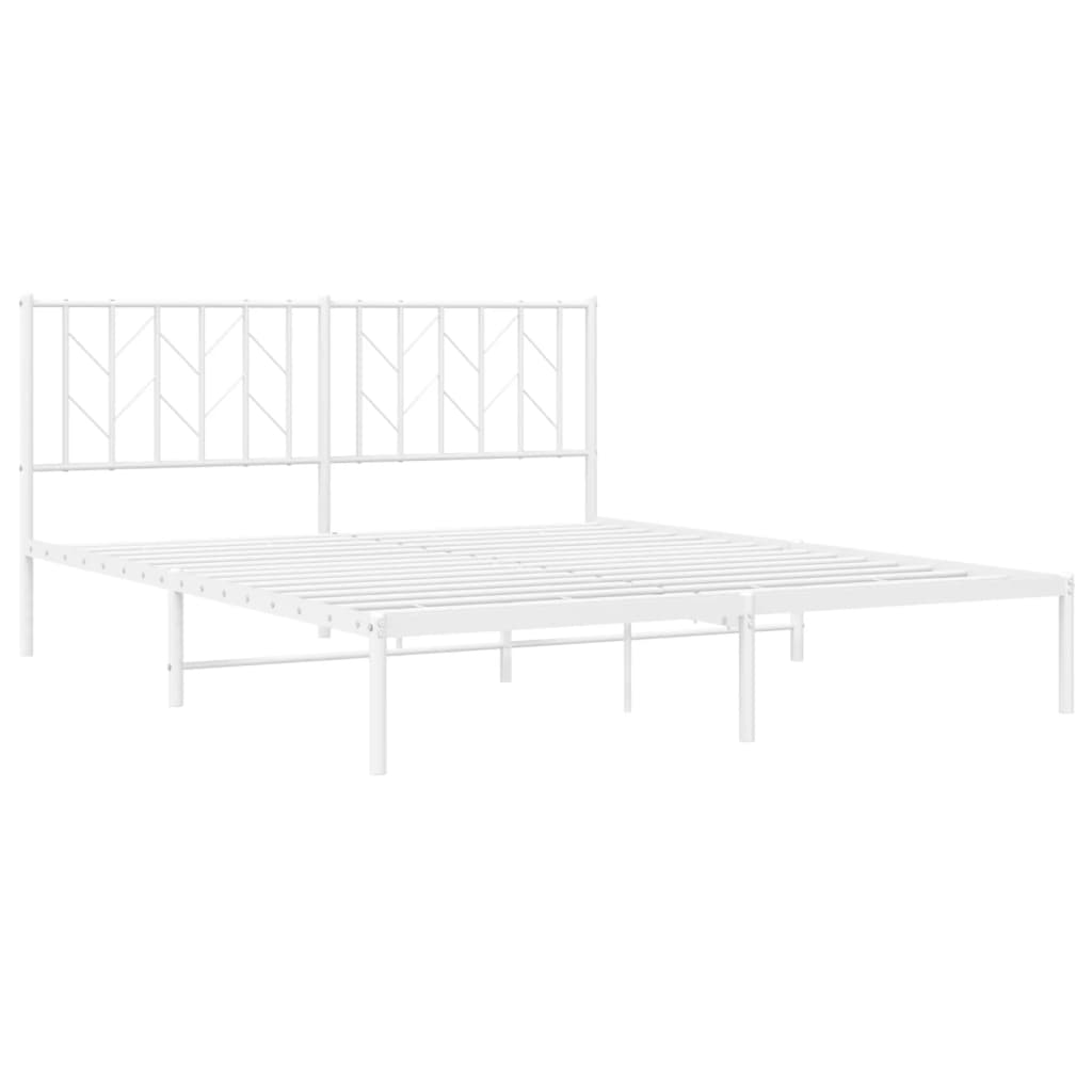 Metal Bed Frame without Mattress with Headboard White 160x200cm