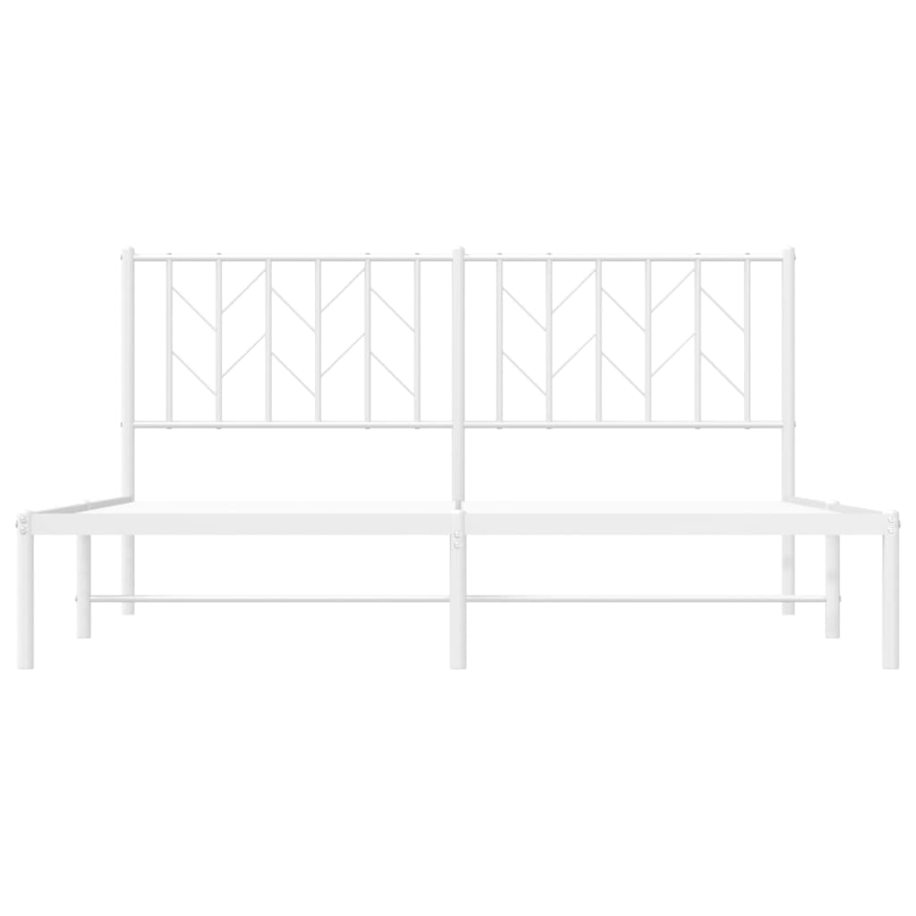 Metal Bed Frame without Mattress with Headboard White 160x200cm