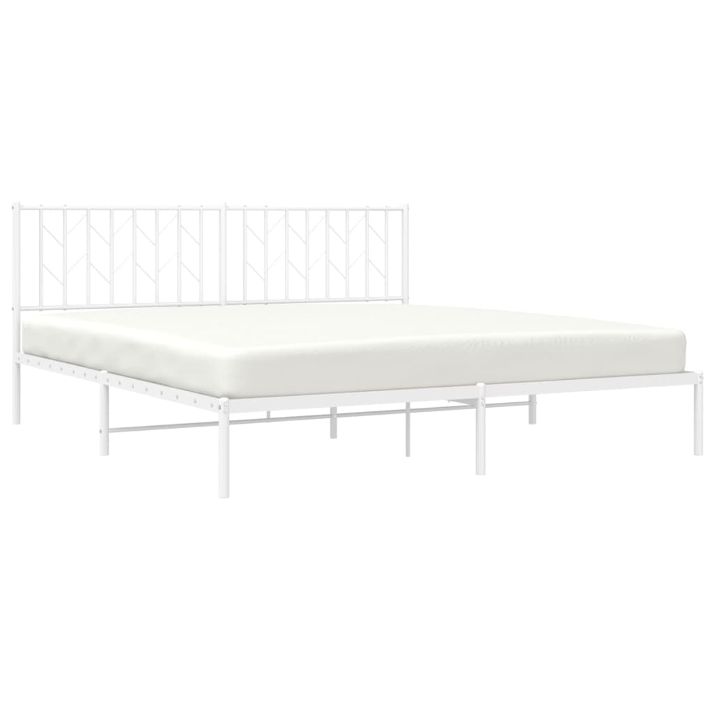 Metal Bed Frame without Mattress with Headboard White 180x200cm