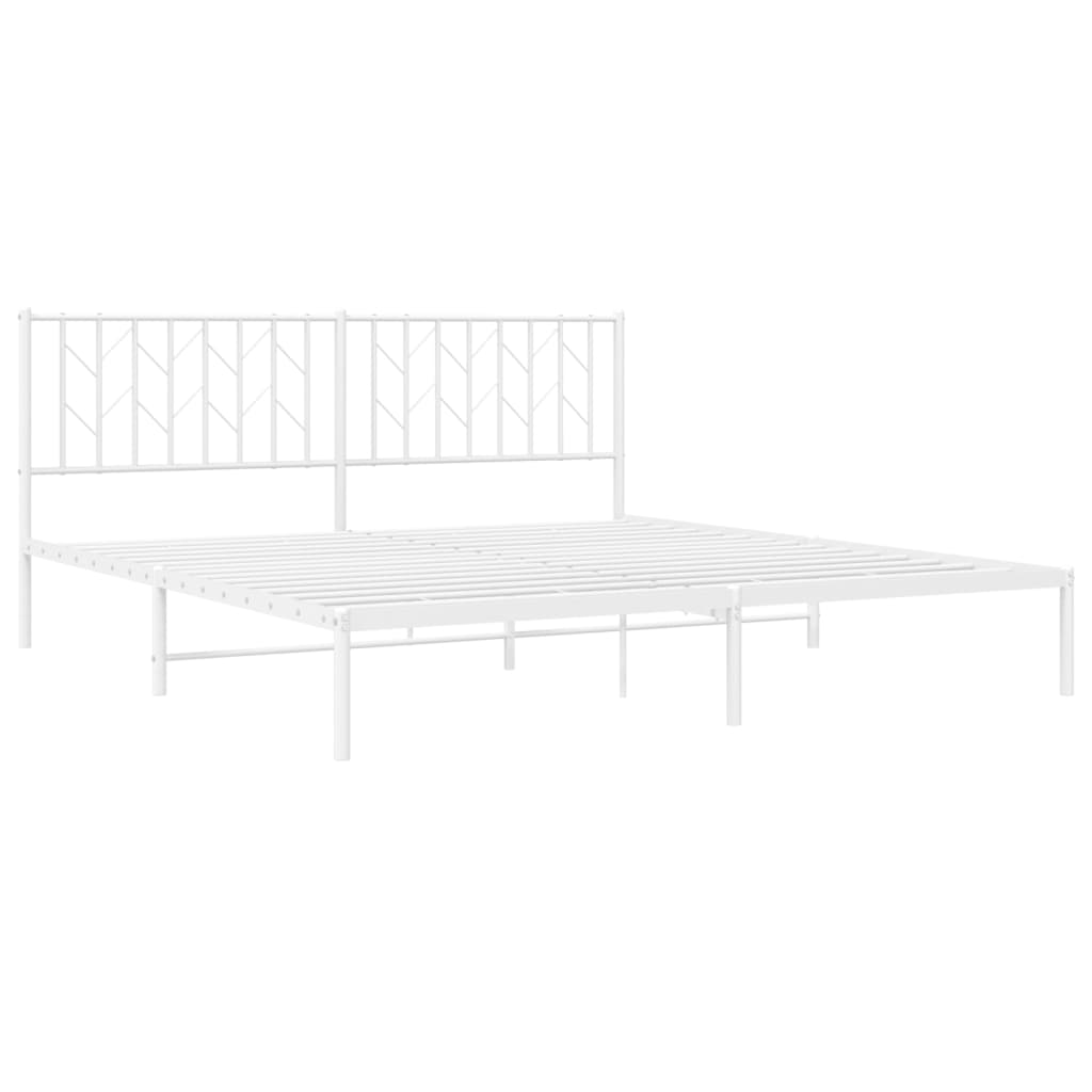 Metal Bed Frame without Mattress with Headboard White 180x200cm