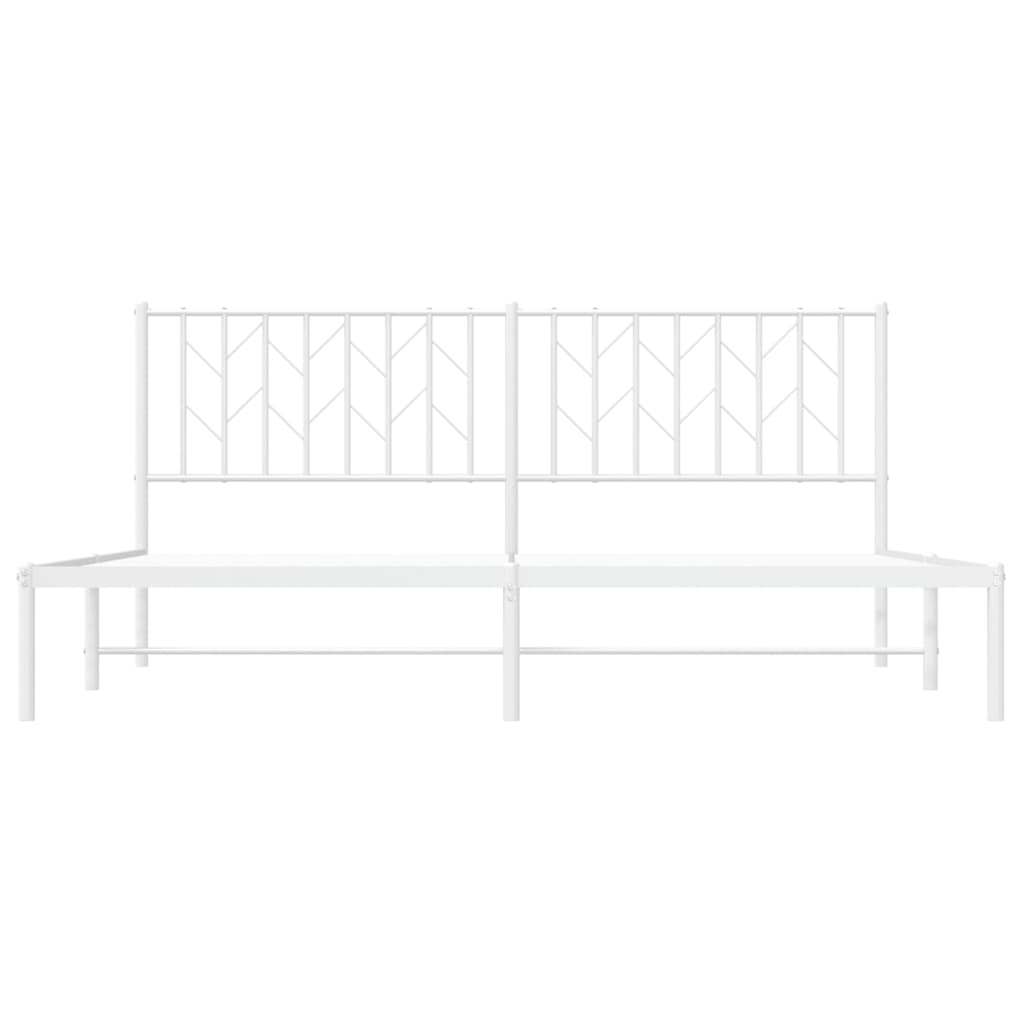 Metal Bed Frame without Mattress with Headboard White 180x200cm