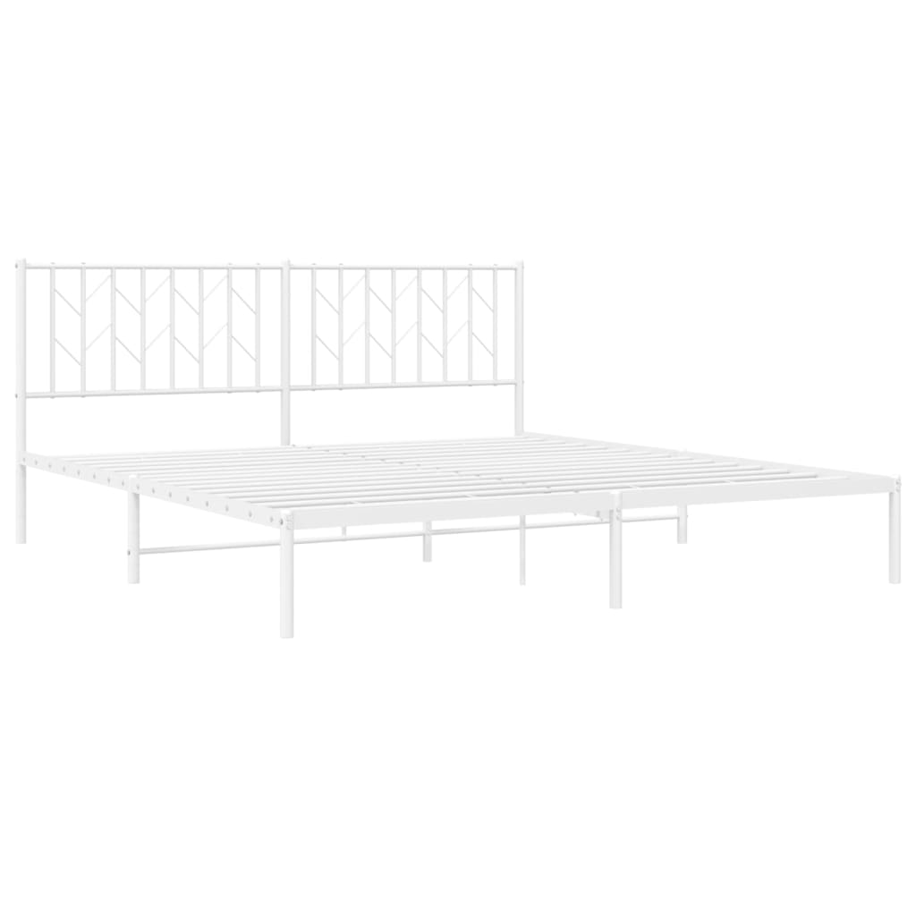 Metal Bed Frame without Mattress with Headboard White 183x213cm