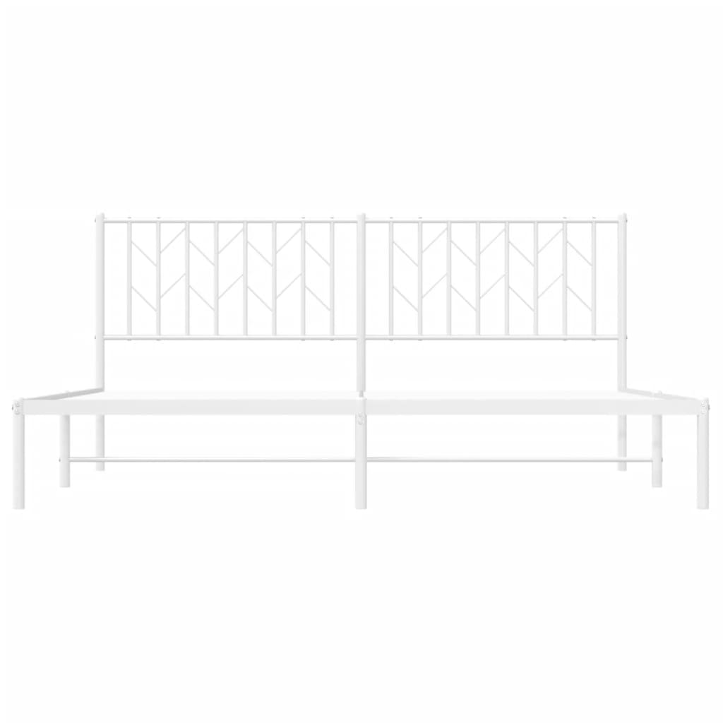 Metal Bed Frame without Mattress with Headboard White 183x213cm