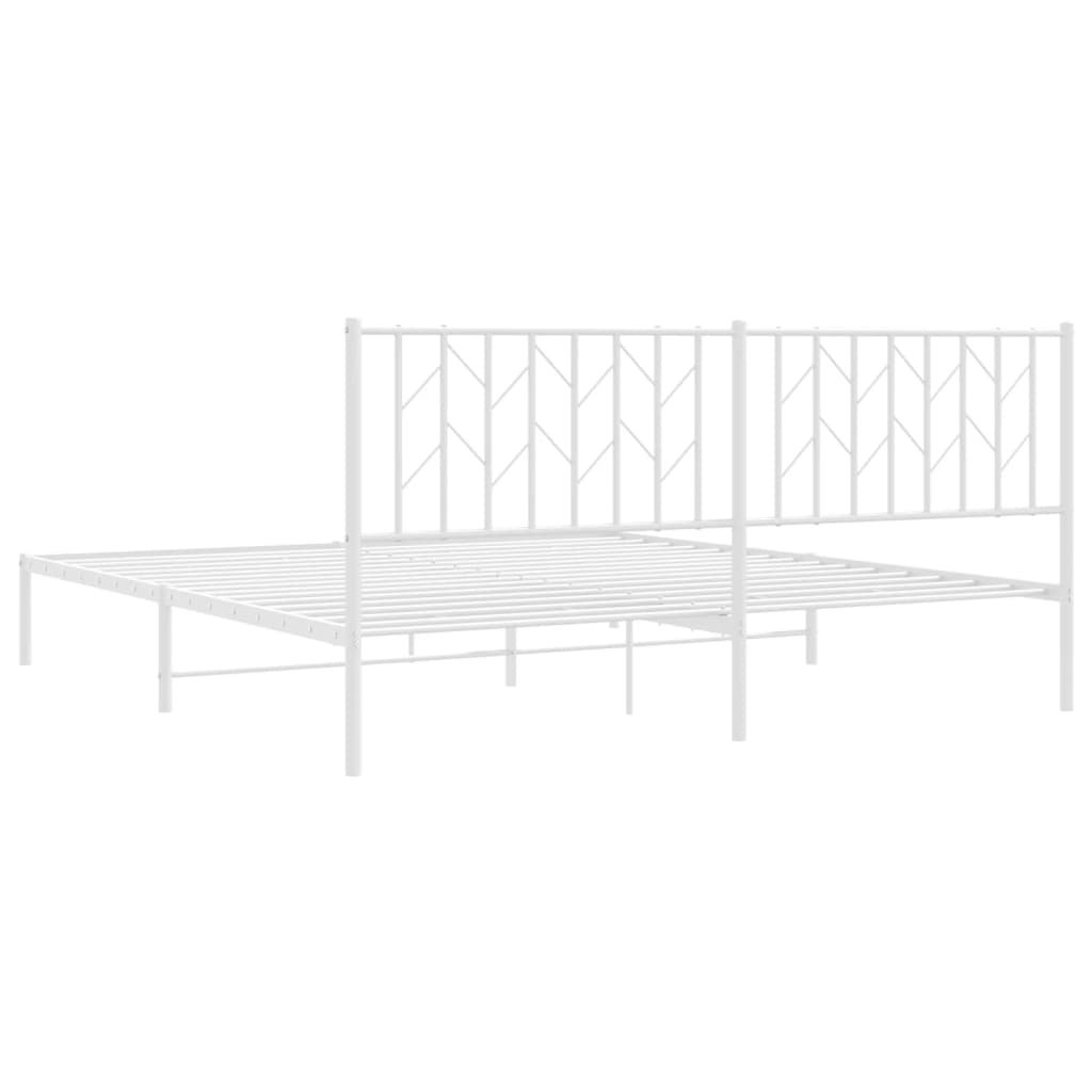 Metal Bed Frame without Mattress with Headboard White 183x213cm