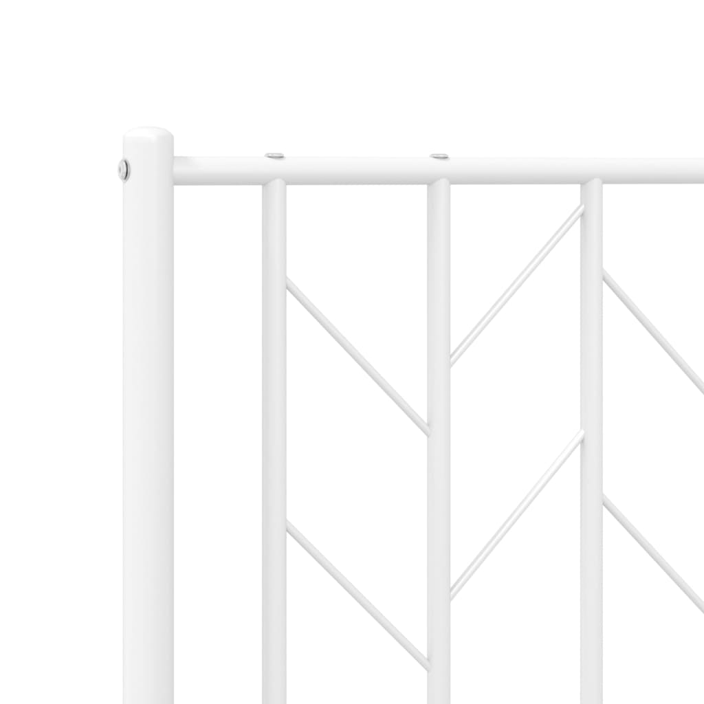Metal Bed Frame without Mattress with Headboard White 183x213cm