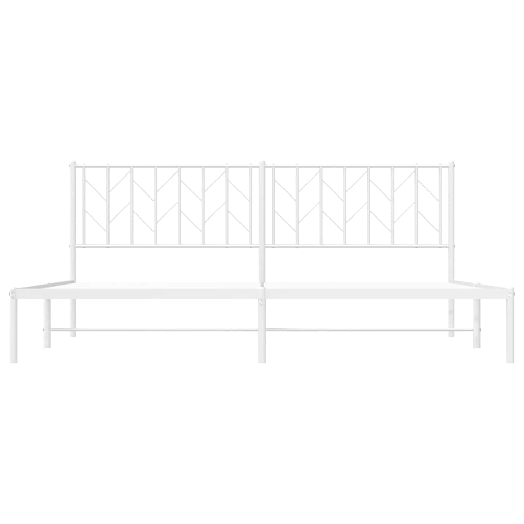 Metal Bed Frame without Mattress with Headboard White 193x203cm
