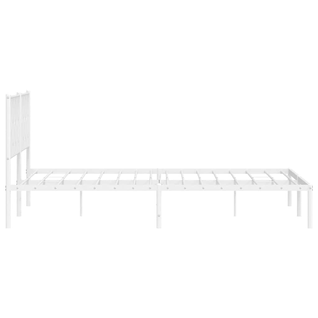 Metal Bed Frame without Mattress with Headboard White 193x203cm