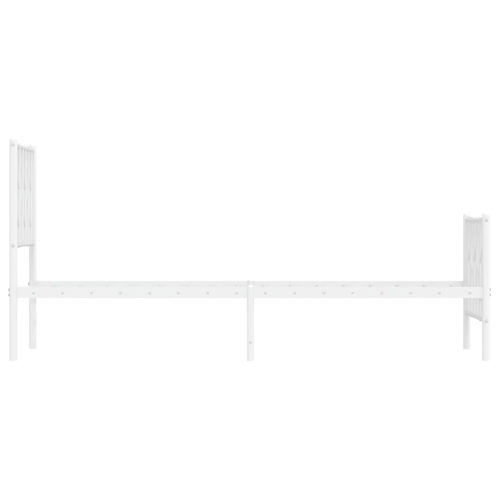 Metal Bed Frame without Mattress with Footboard White 75x190cm