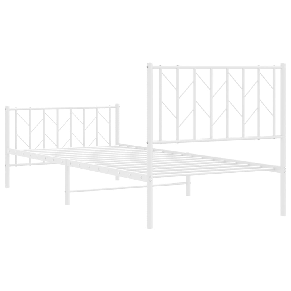 Metal Bed Frame without Mattress with Footboard White 90x200cm