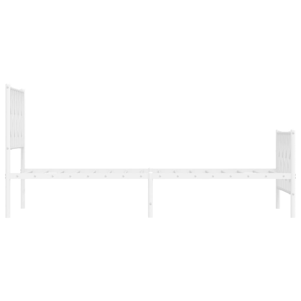 Metal Bed Frame without Mattress with Footboard White 100x190cm