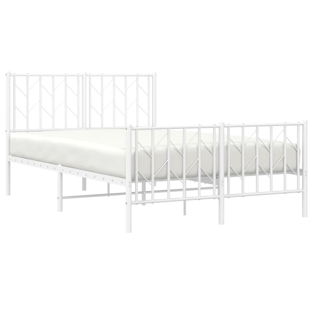 Metal Bed Frame without Mattress with Footboard White 120x190cm