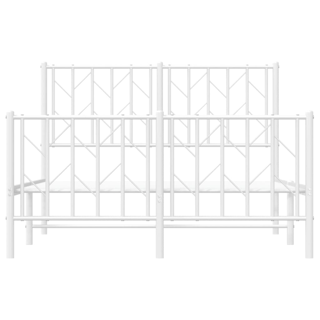 Metal Bed Frame without Mattress with Footboard White 120x190cm