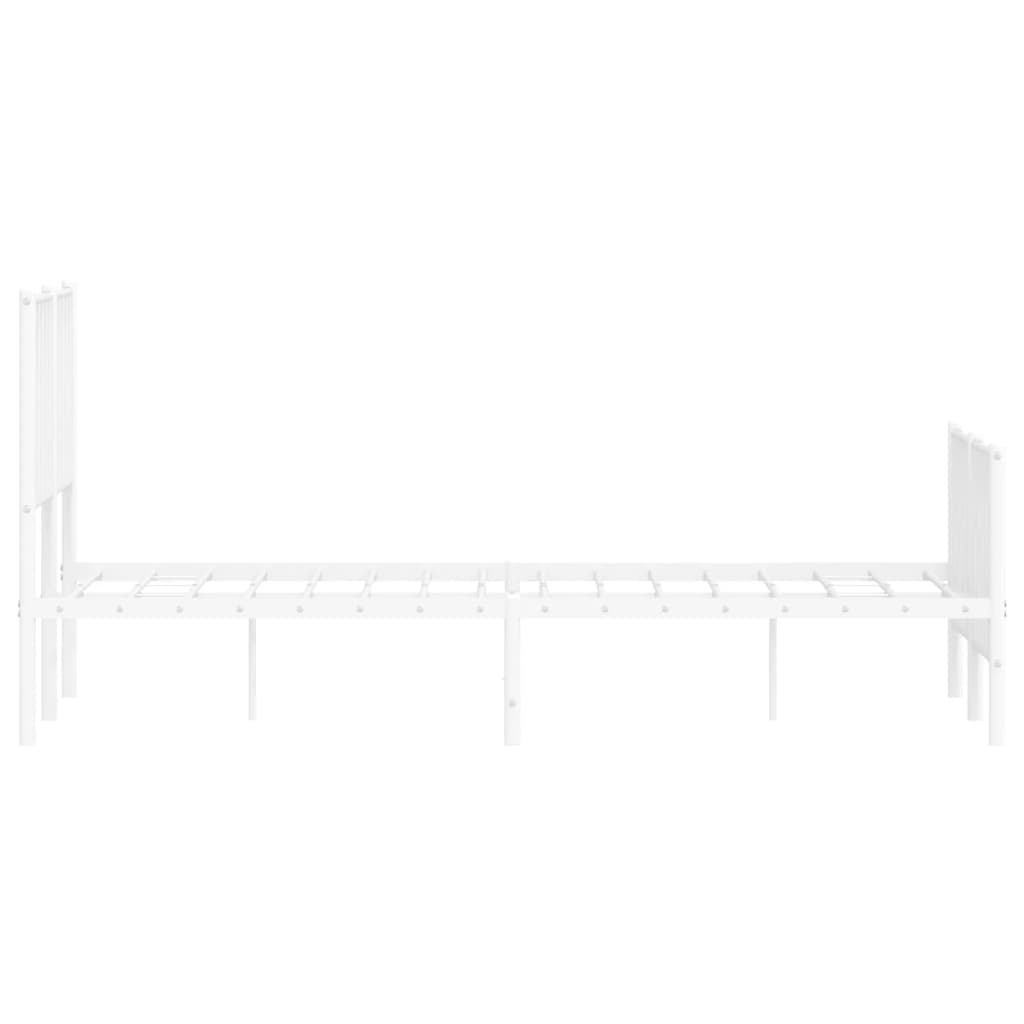 Metal Bed Frame without Mattress with Footboard White 120x190cm