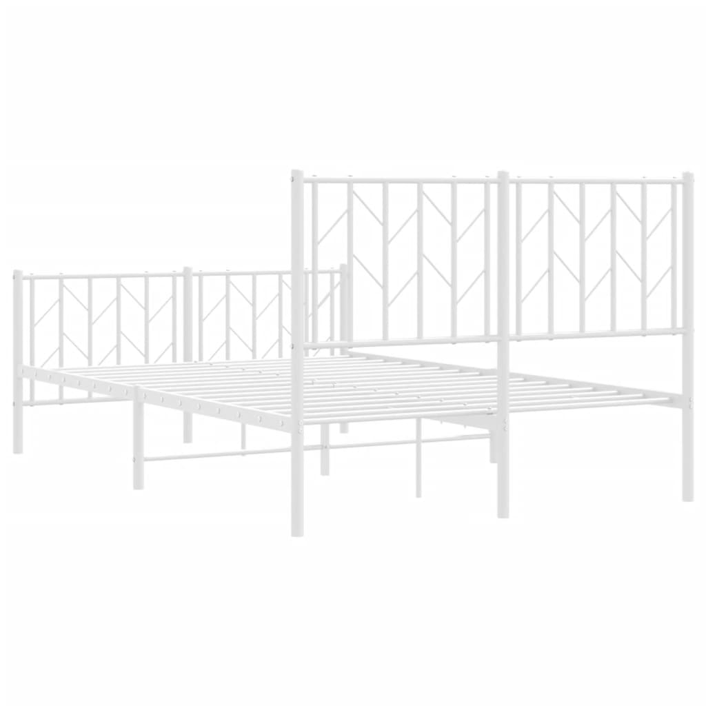 Metal Bed Frame without Mattress with Footboard White 120x190cm