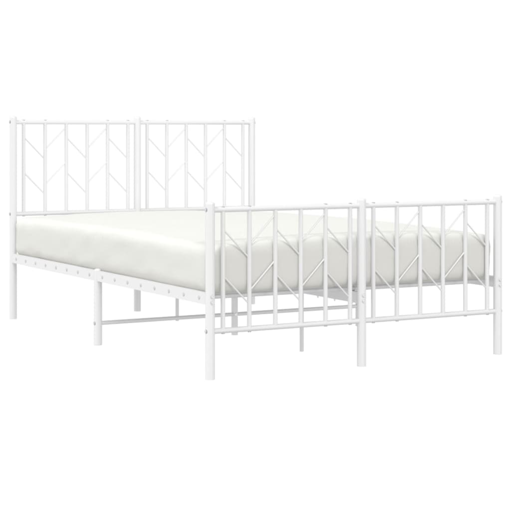 Metal Bed Frame without Mattress with Footboard White 120x200cm