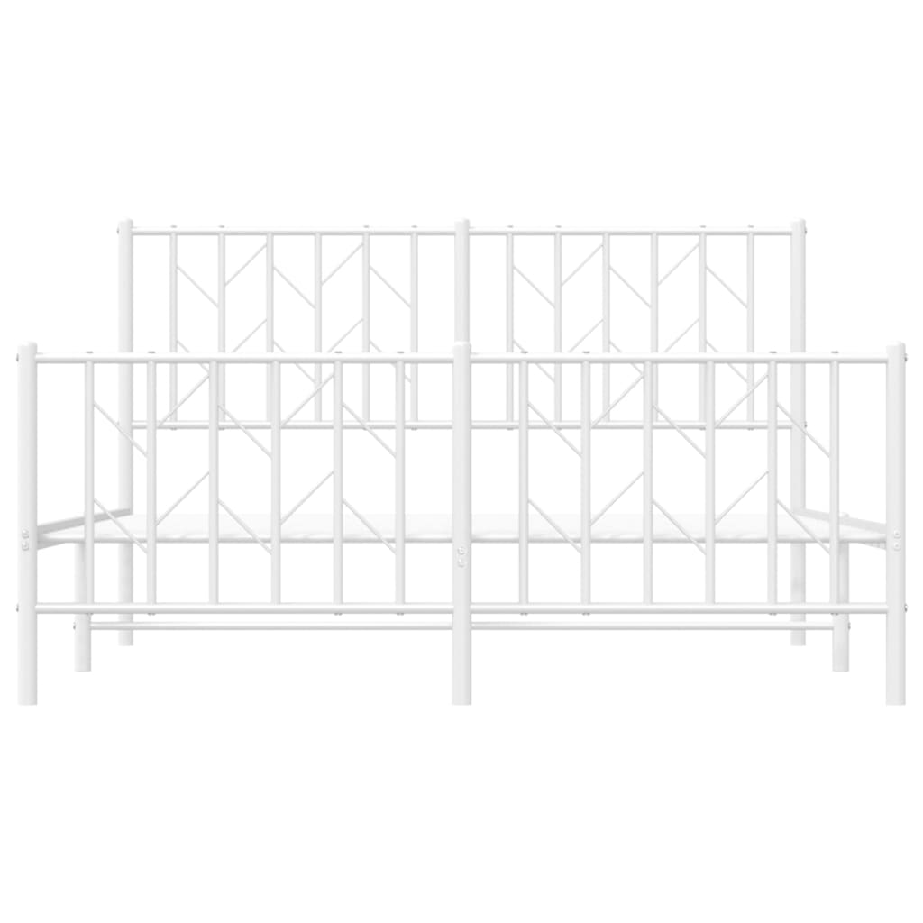 Metal Bed Frame without Mattress with Footboard White 135x190cm