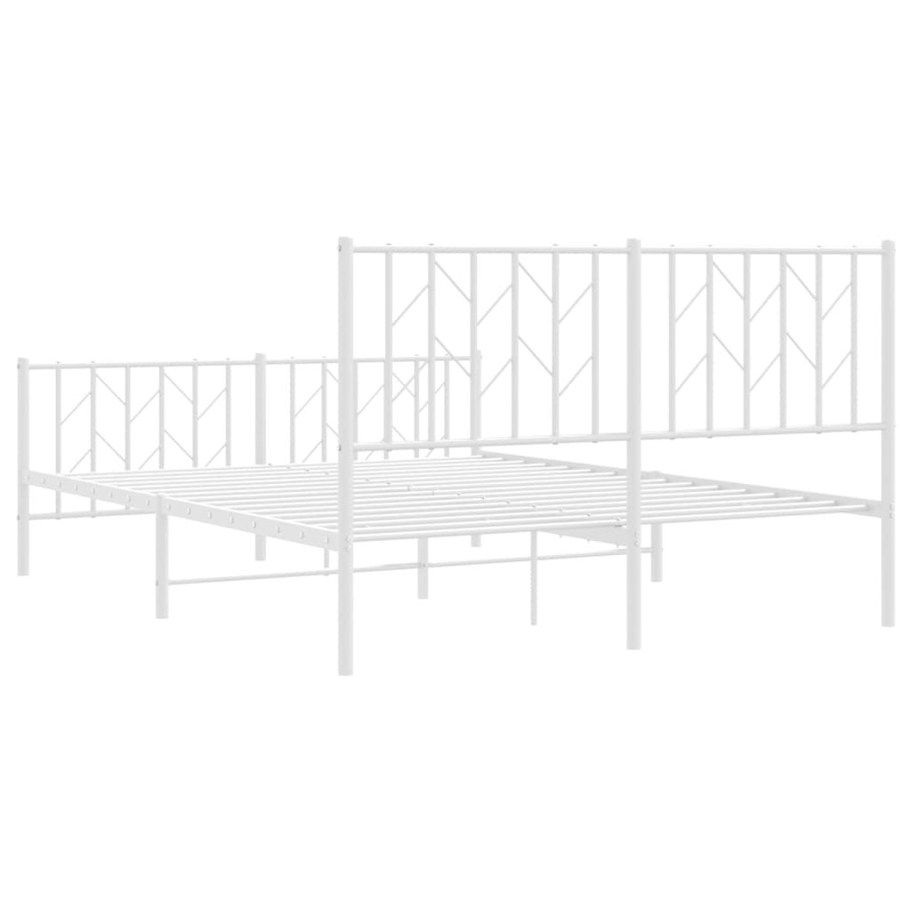 Metal Bed Frame without Mattress with Footboard White 135x190cm