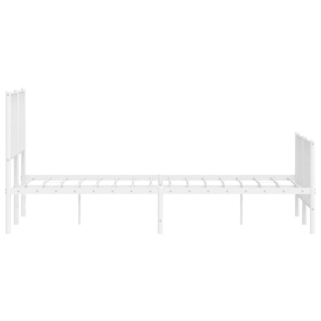 Metal Bed Frame without Mattress with Footboard White 140x190cm