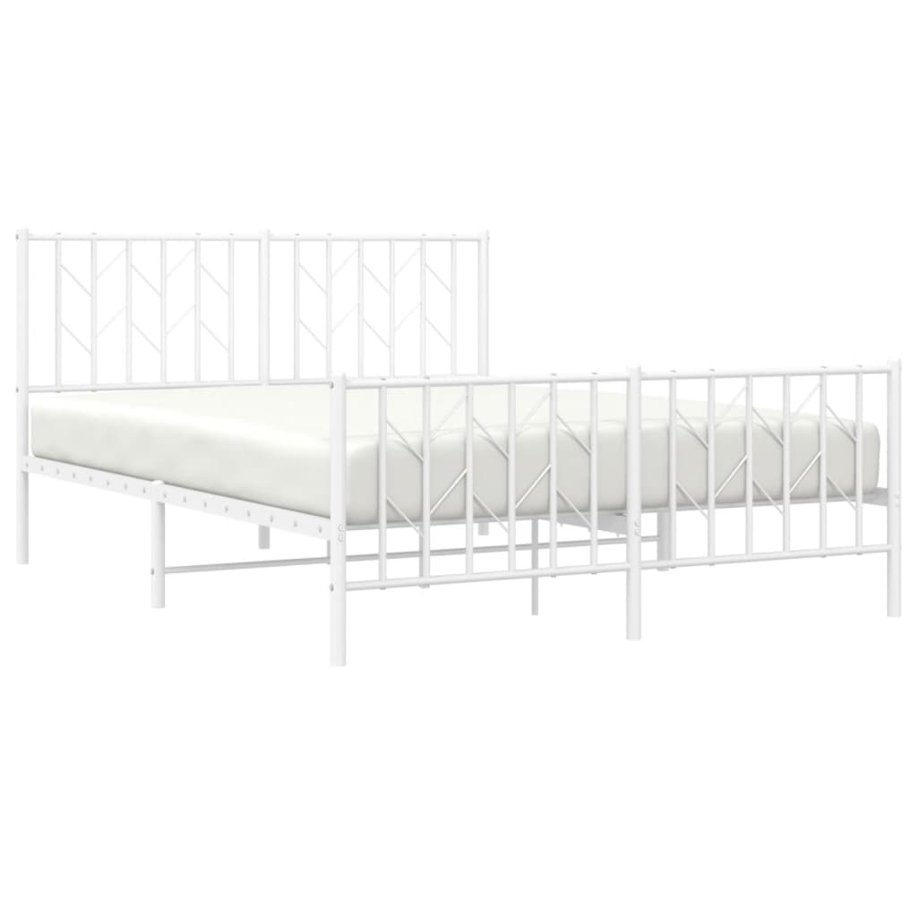 Metal Bed Frame without Mattress with Footboard White 140x200cm