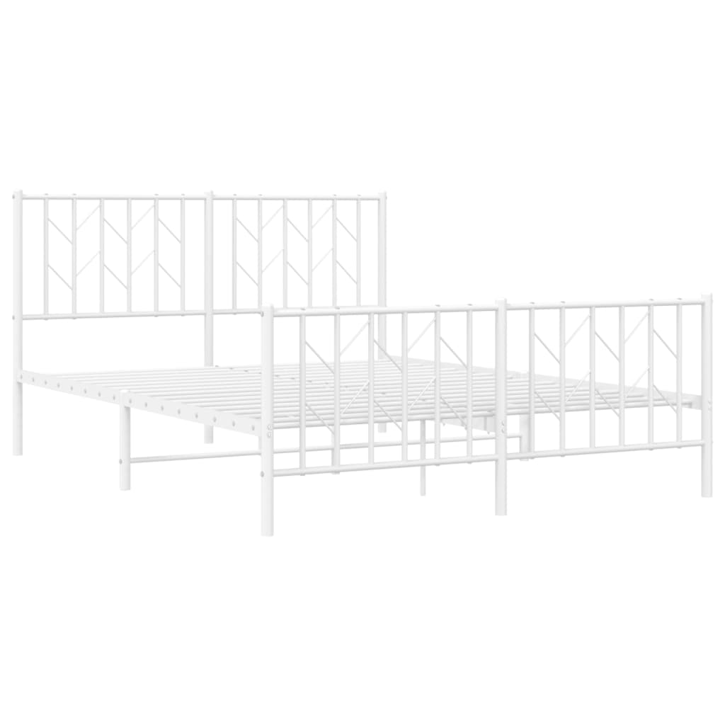 Metal Bed Frame without Mattress with Footboard White 140x200cm