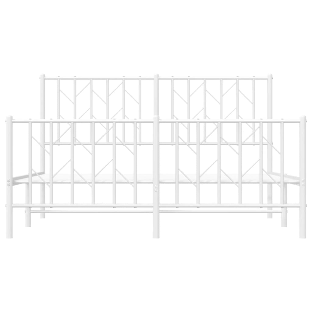 Metal Bed Frame without Mattress with Footboard White 140x200cm
