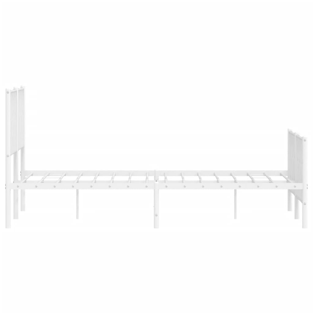 Metal Bed Frame without Mattress with Footboard White 140x200cm