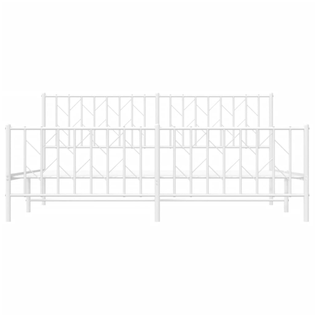 Metal Bed Frame without Mattress with Footboard White 180x200cm