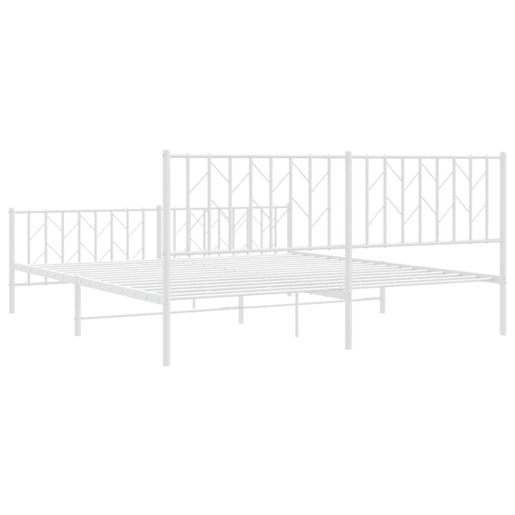 Metal Bed Frame without Mattress with Footboard White 180x200cm