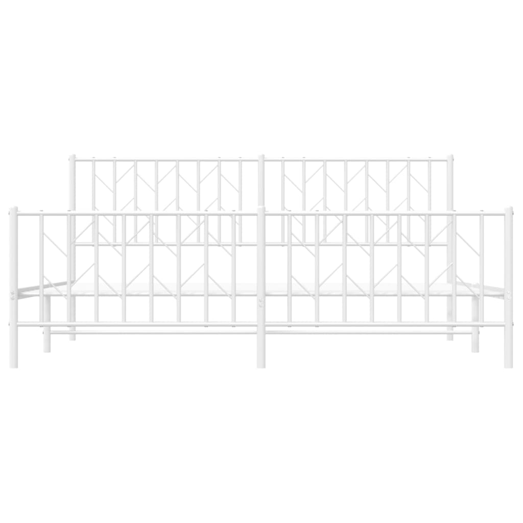 Metal Bed Frame without Mattress with Footboard White 183x213cm