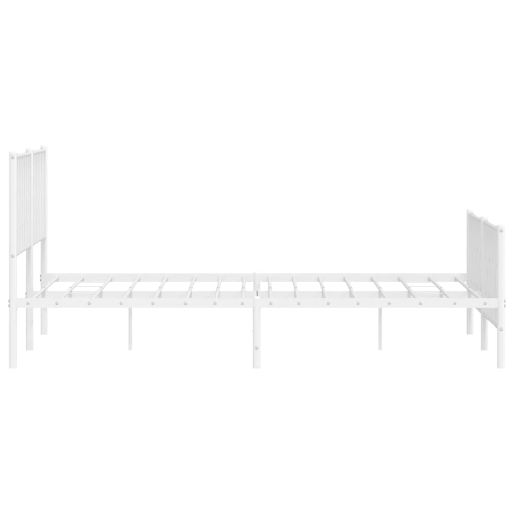 Metal Bed Frame without Mattress with Footboard White 183x213cm