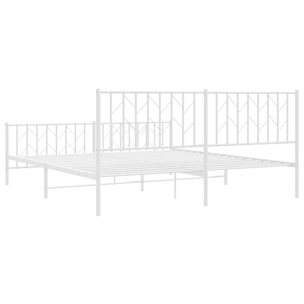 Metal Bed Frame without Mattress with Footboard White 183x213cm