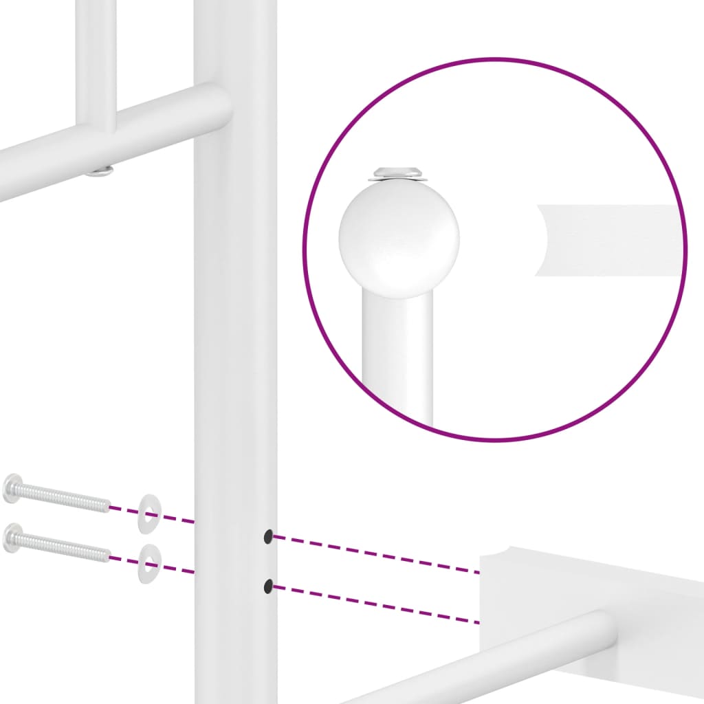 Metal Bed Frame without Mattress with Footboard White 183x213cm