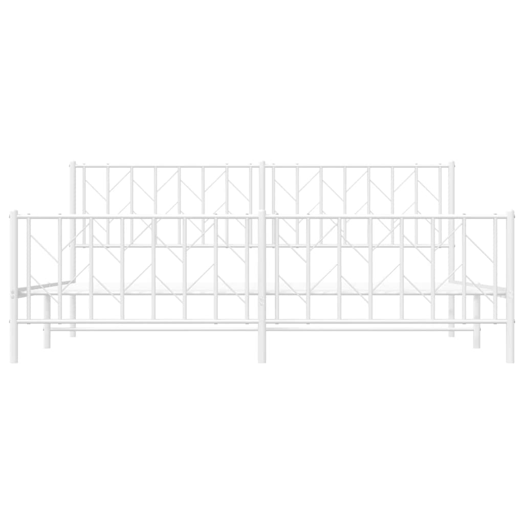 Metal Bed Frame without Mattress with Footboard White 193x203cm
