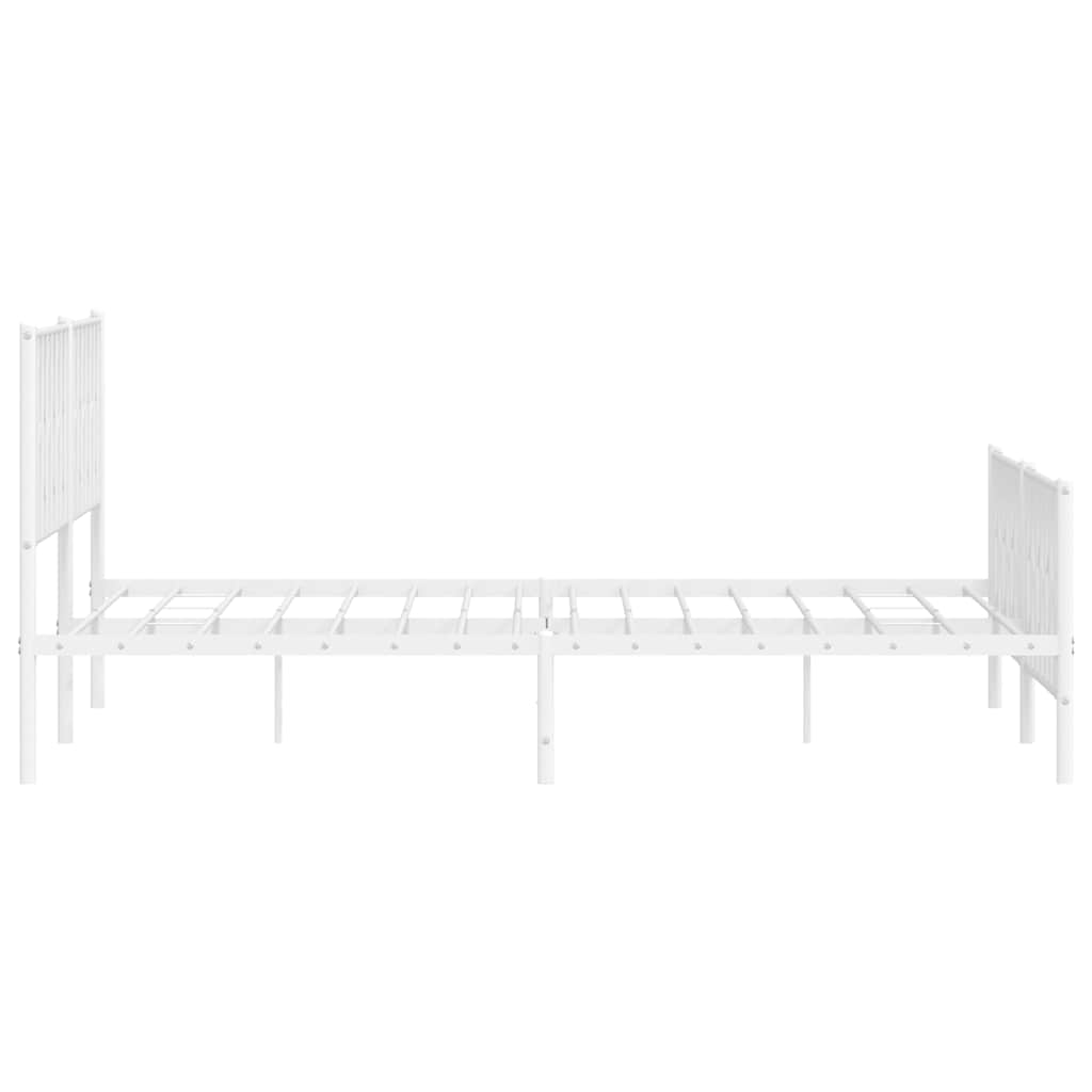 Metal Bed Frame without Mattress with Footboard White 193x203cm