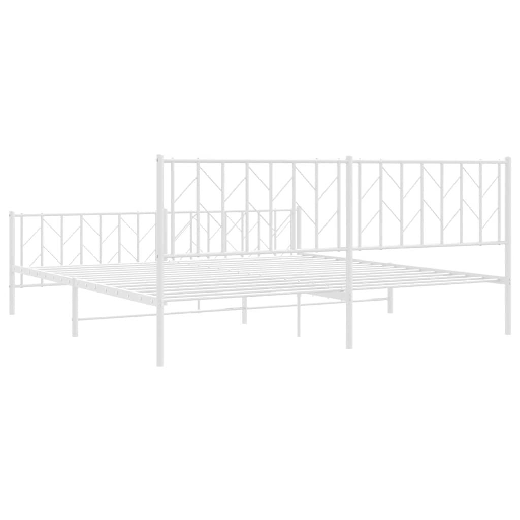 Metal Bed Frame without Mattress with Footboard White 193x203cm