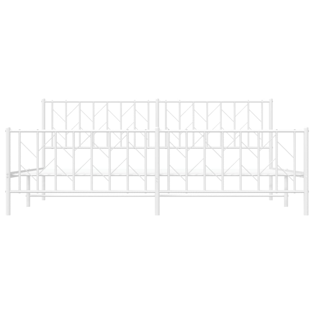 Metal Bed Frame without Mattress with Footboard White 200x200cm
