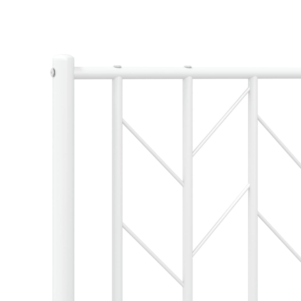 Metal Bed Frame without Mattress with Footboard White 200x200cm