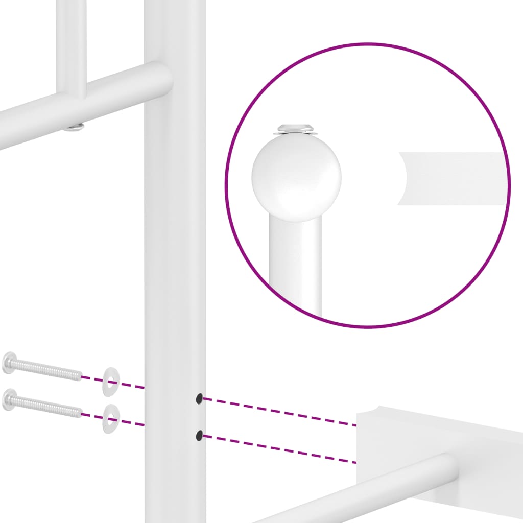 Metal Bed Frame without Mattress with Footboard White 200x200cm