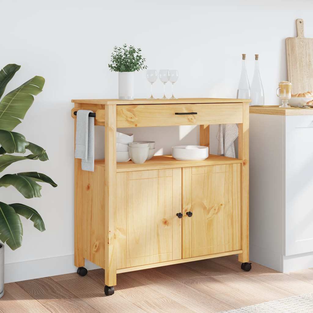 Kitchen Trolley MONZA 84x40x88.5 cm Solid Wood Pine