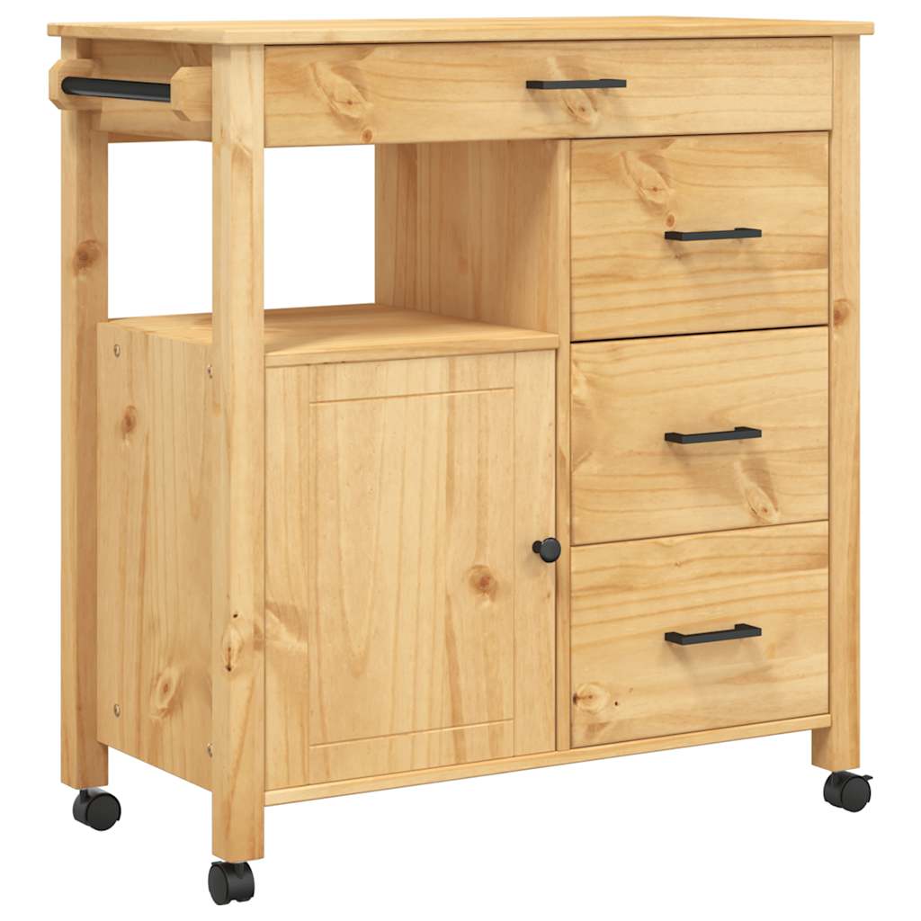 Kitchen Trolley MONZA 84x40x88.5 cm Solid Wood Pine