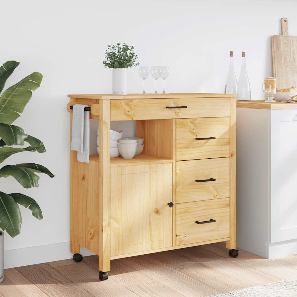 Kitchen Trolley MONZA 84x40x88.5 cm Solid Wood Pine