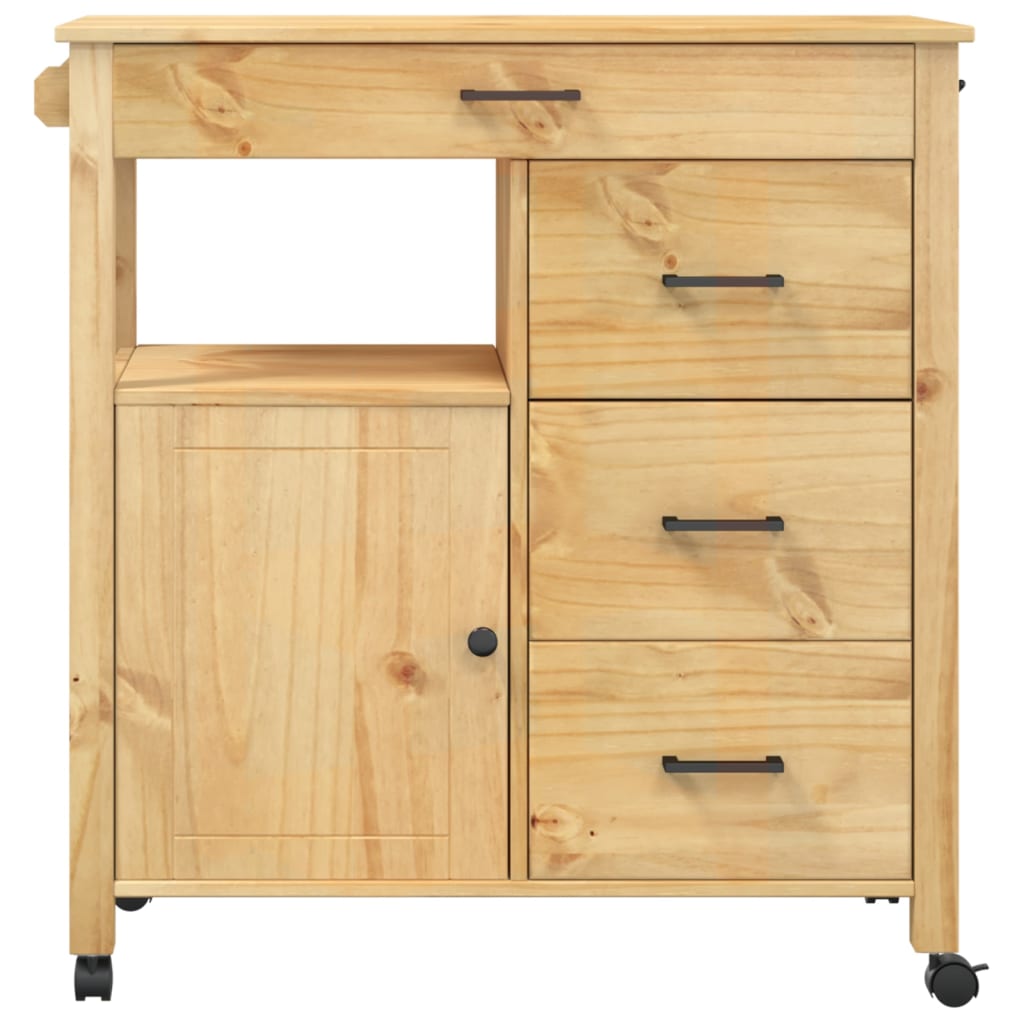 Kitchen Trolley MONZA 84x40x88.5 cm Solid Wood Pine