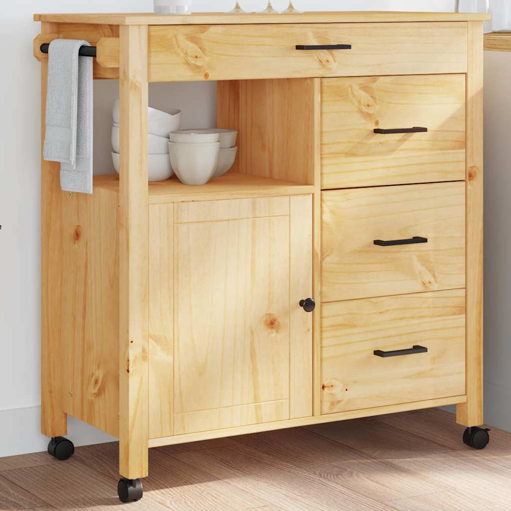 Kitchen Trolley MONZA 84x40x88.5 cm Solid Wood Pine