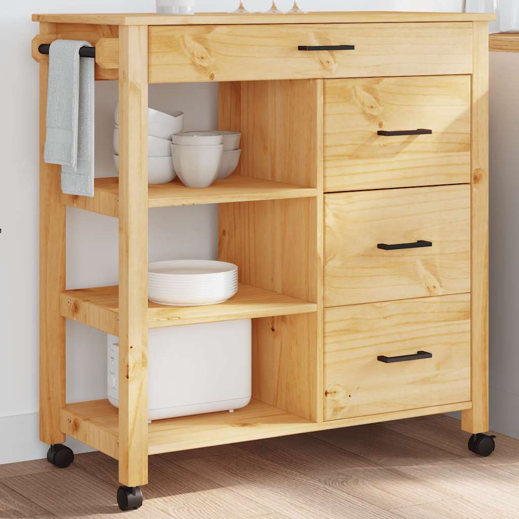 Kitchen Trolley MONZA 84x40x88.5 cm Solid Wood Pine