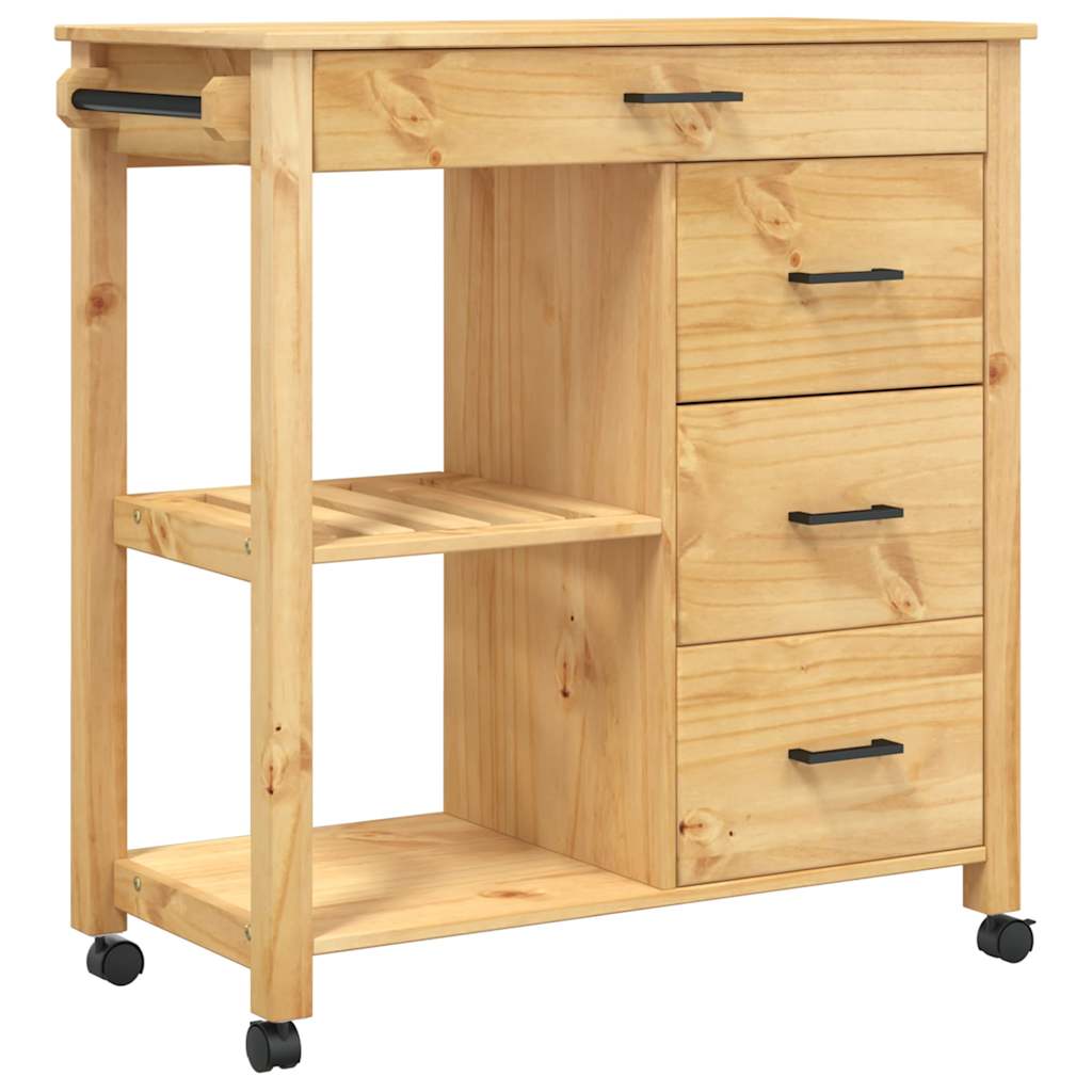 Kitchen Trolley MONZA 84x40x88.5 cm Solid Wood Pine